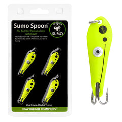 Catfish Sumo Sumo Spoon with wobble action demonstrates enticing lure movement.