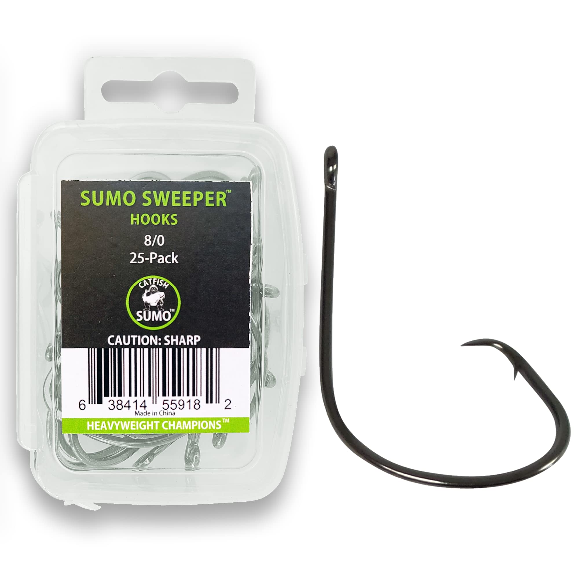 Catfish Sumo 8/0 offset hook for a reliable hookset.