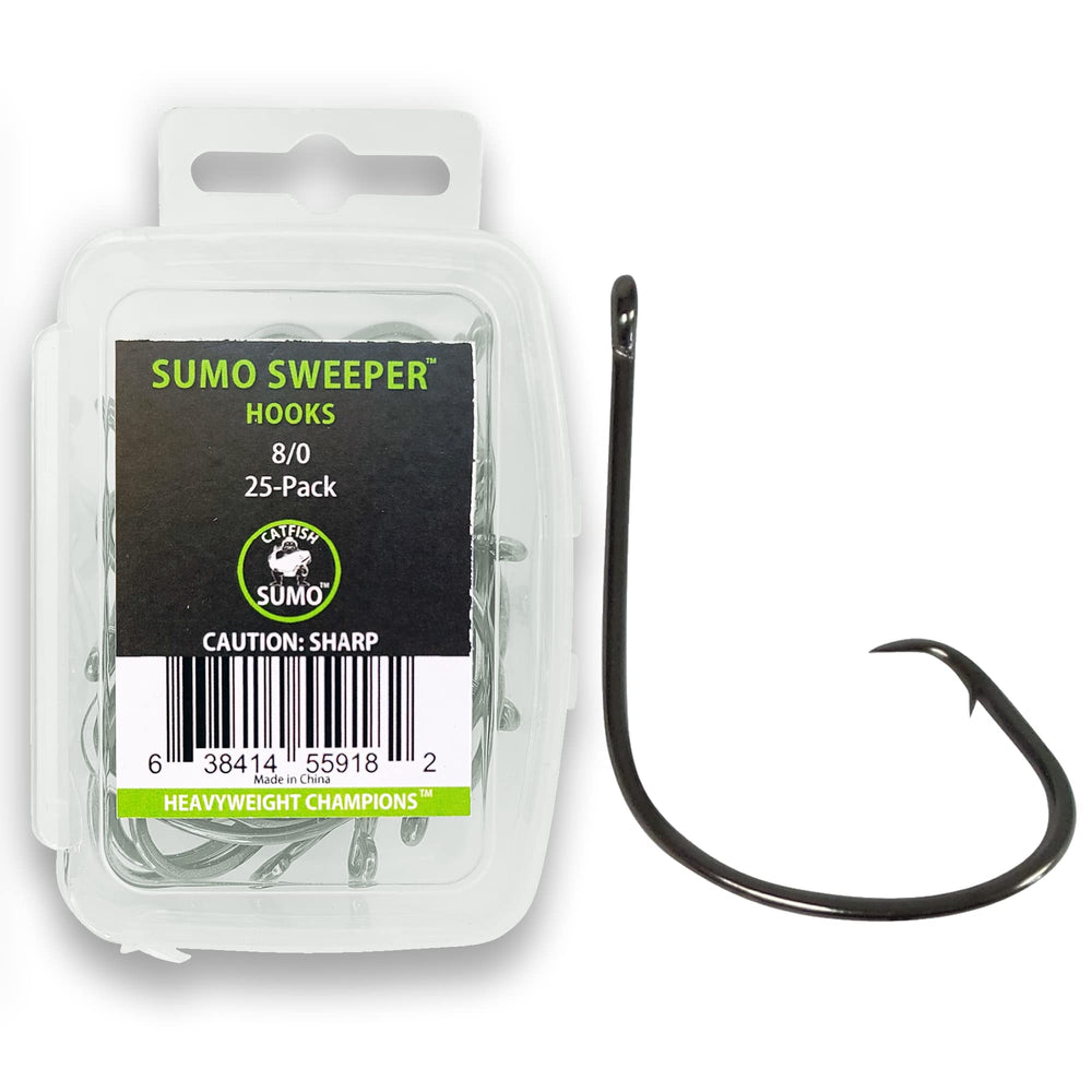 Catfish Sumo 8/0 offset hook for a reliable hookset.