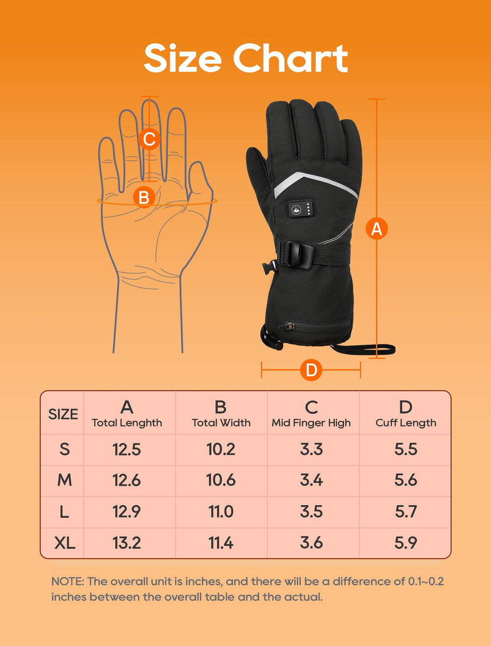 Cauasock heated gloves reflective strips boost visibility at night.