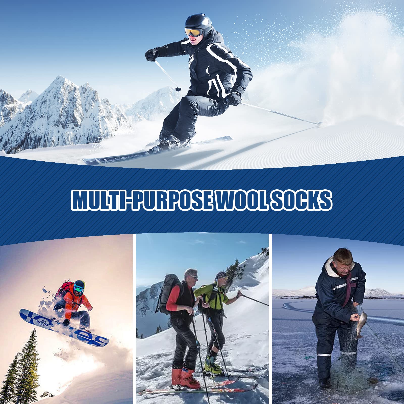 Caudblor merino hiking socks unisex fit for larger shoes