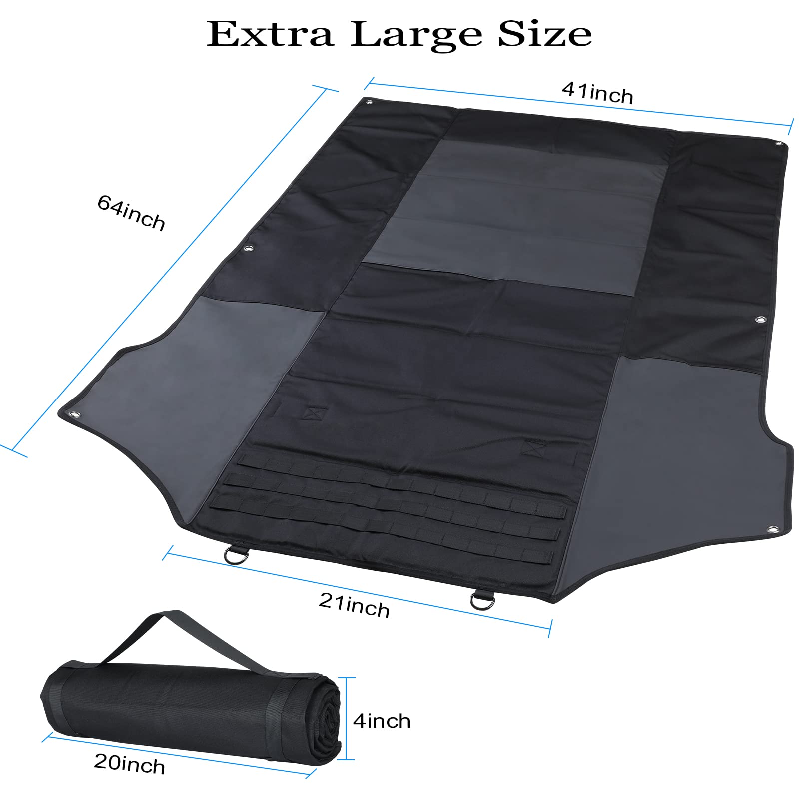 Cavebear shooting mat rolled up for storage shows compact portability for hikes.