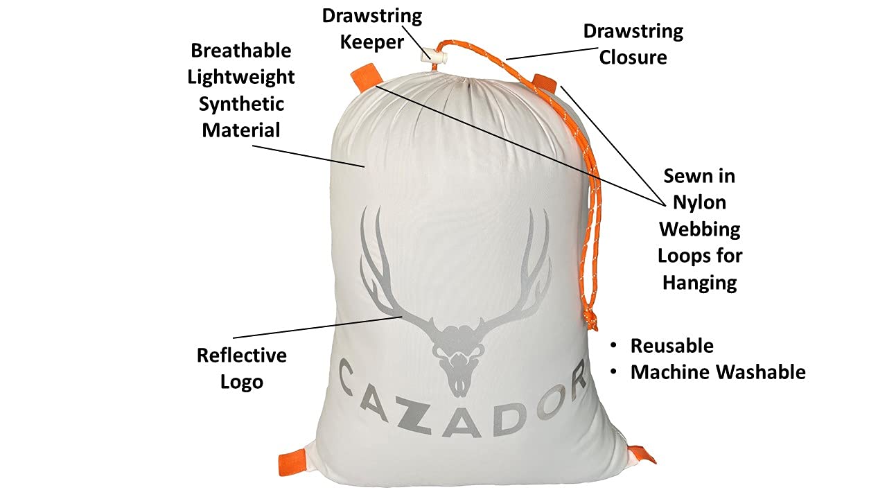 CAZADOR orange stuff sack keeps bags accessible in the backcountry