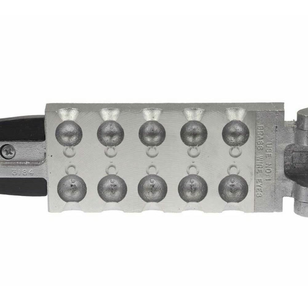 Close-up of DO-IT CB-10-S2B mold faces and hinge for 1/2 oz and 3/4 oz sinkers