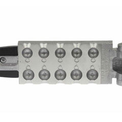 Close-up of DO-IT CB-10-S2B mold faces and hinge for 1/2 oz and 3/4 oz sinkers