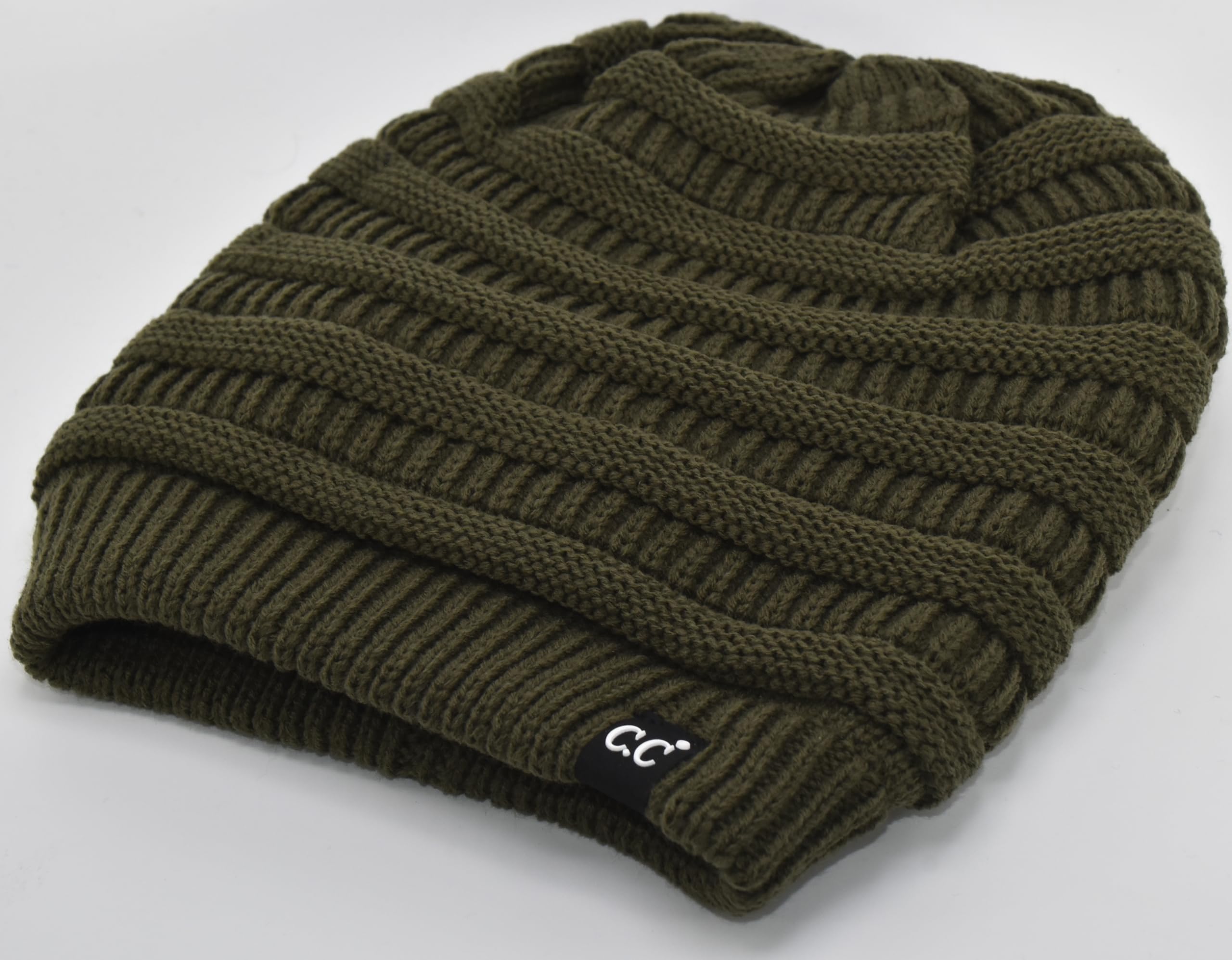 C.C dark olive beanie flat lay for fall styling