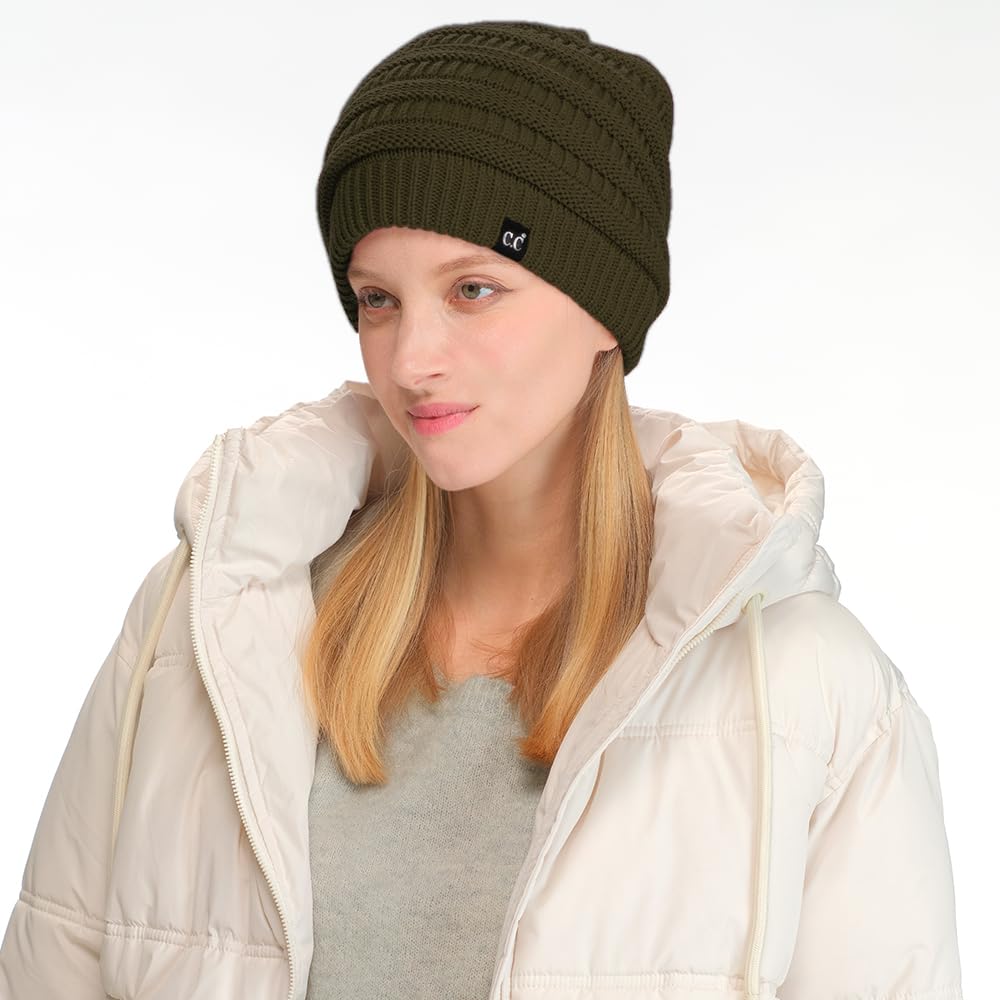 C.C fleece-lined beanie close-up, plush interior for chilly days