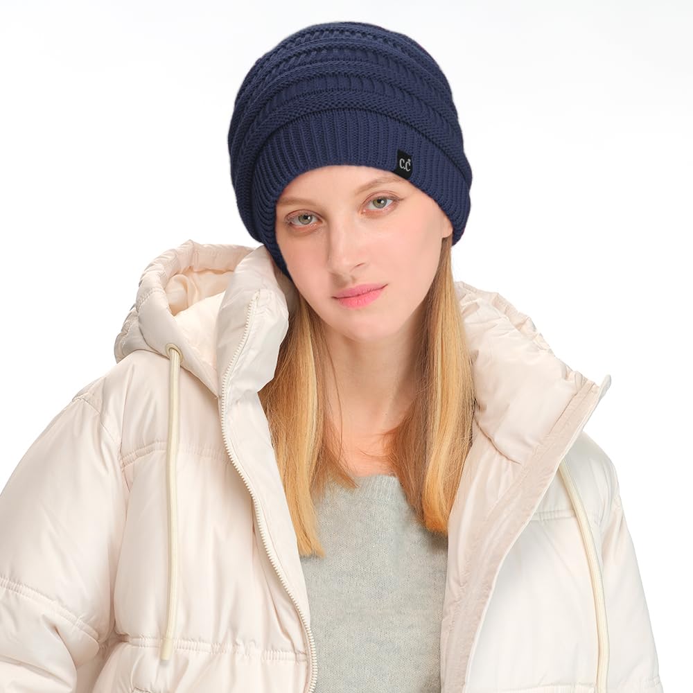 Unisex beanie offers a relaxed, slouchy fit.