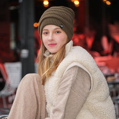 C.C outer knit acrylic texture close-up for comfortable all-day warmth
