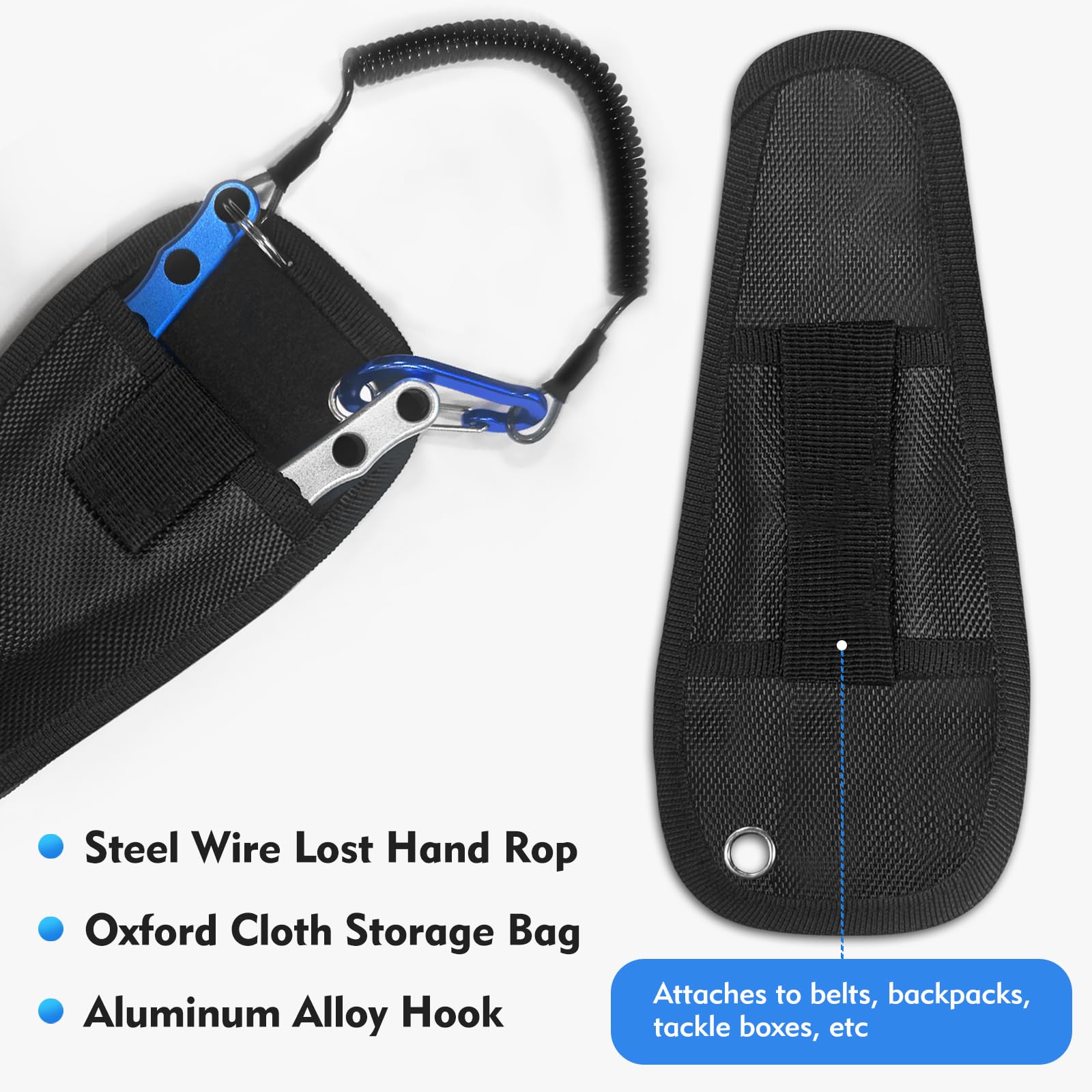 Pliers with sheath and coiled lanyard ready for saltwater fishing