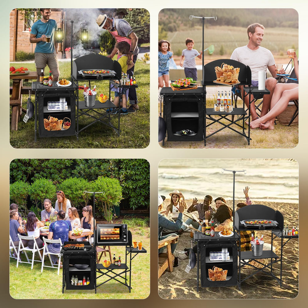 CDEN Camping Kitchen Station durable construction offers stable support on any terrain.