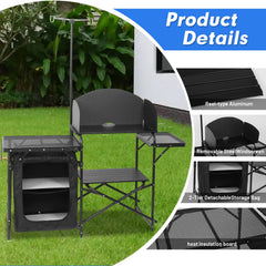 CDEN Camping Kitchen Station folded compact for easy transport and storage.