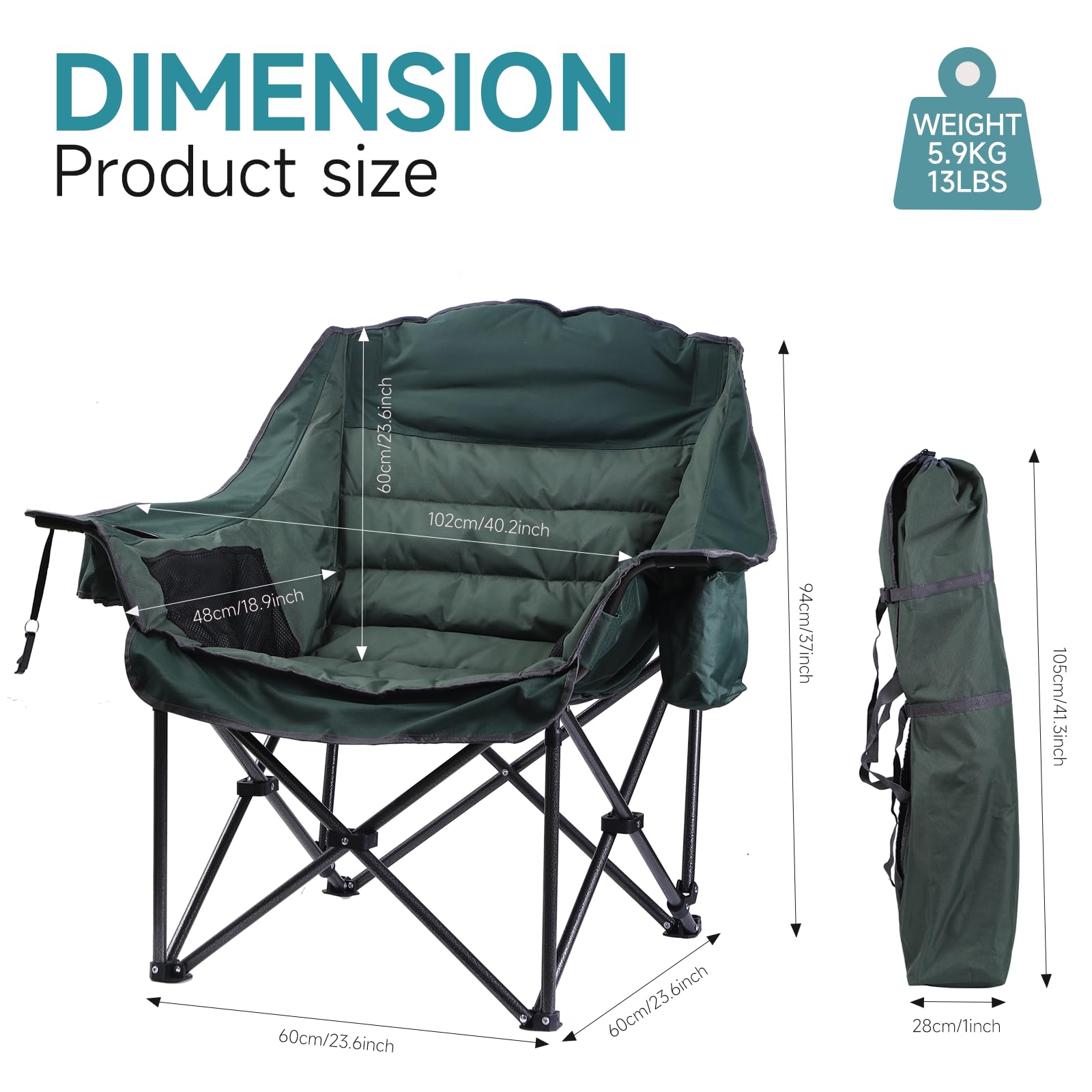 CDEN heated padded chair heating element provides warmth on outdoor nights.