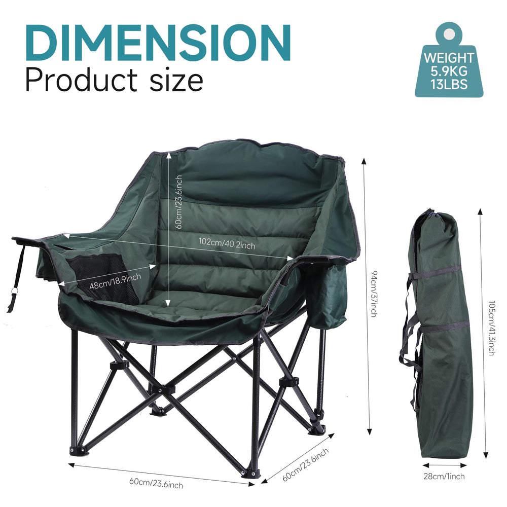 CDEN heated padded chair heating element provides warmth on outdoor nights.