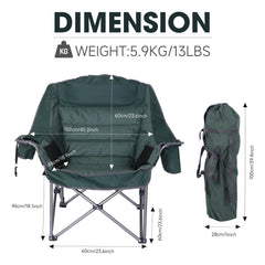 CDEN oversized camping chair with-cup-holder for easy beverage access