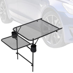 CDEN tailgate table with tire-support stabilizes outdoor setup