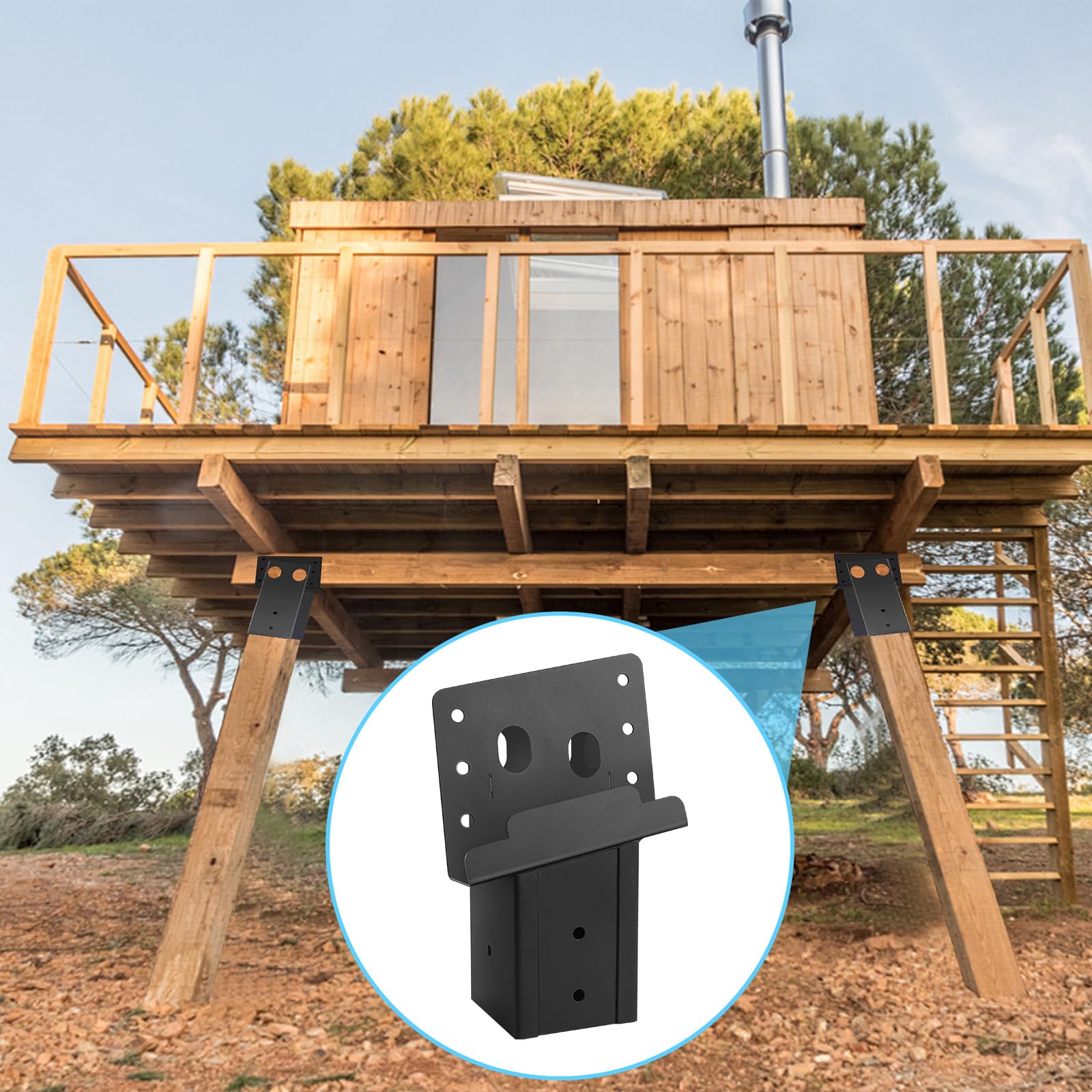 CDFYJHFDQ treehouse brackets installed on posts create a steady structure