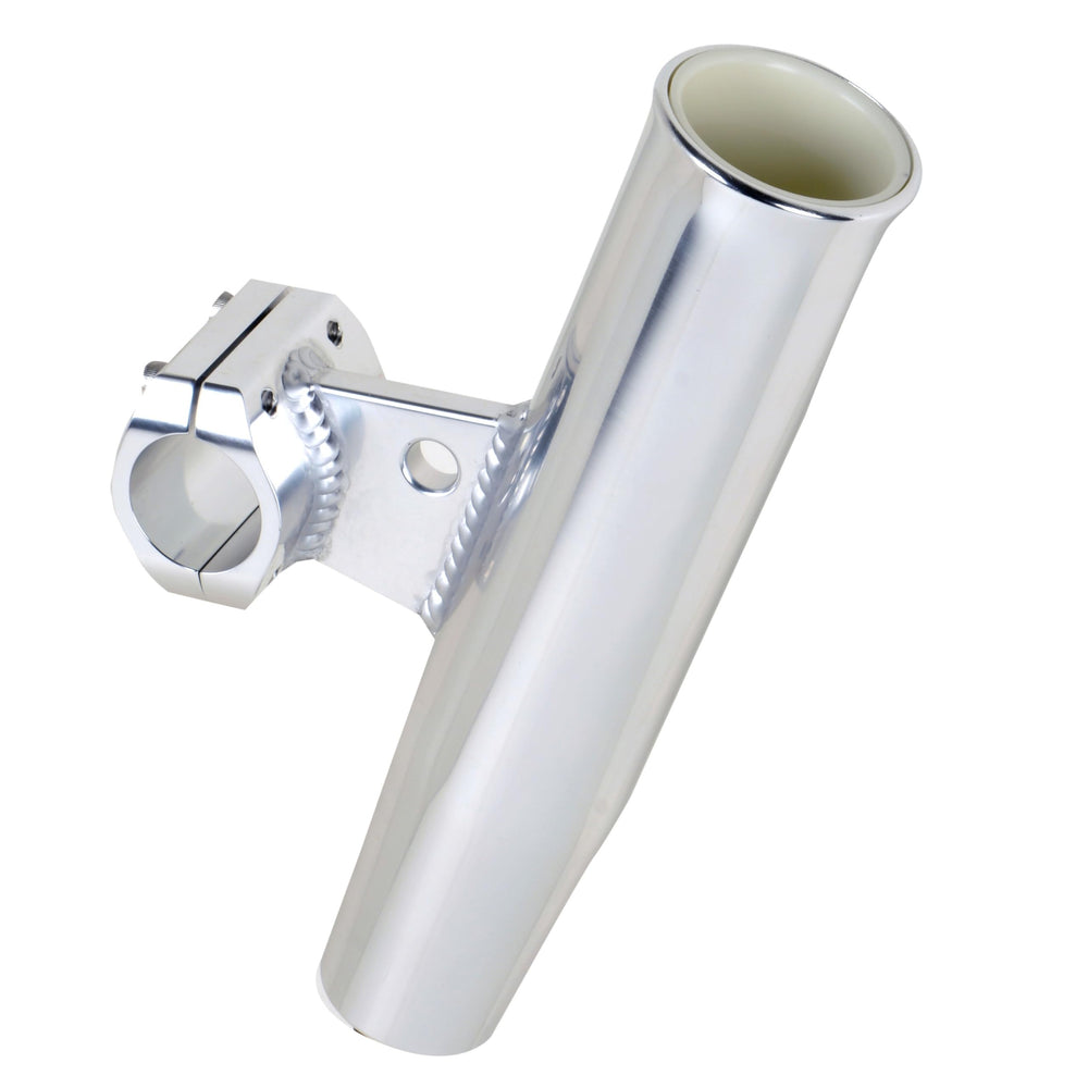 CE Smith aluminum clamp-on rod holder mounted on rail for easy access while boating