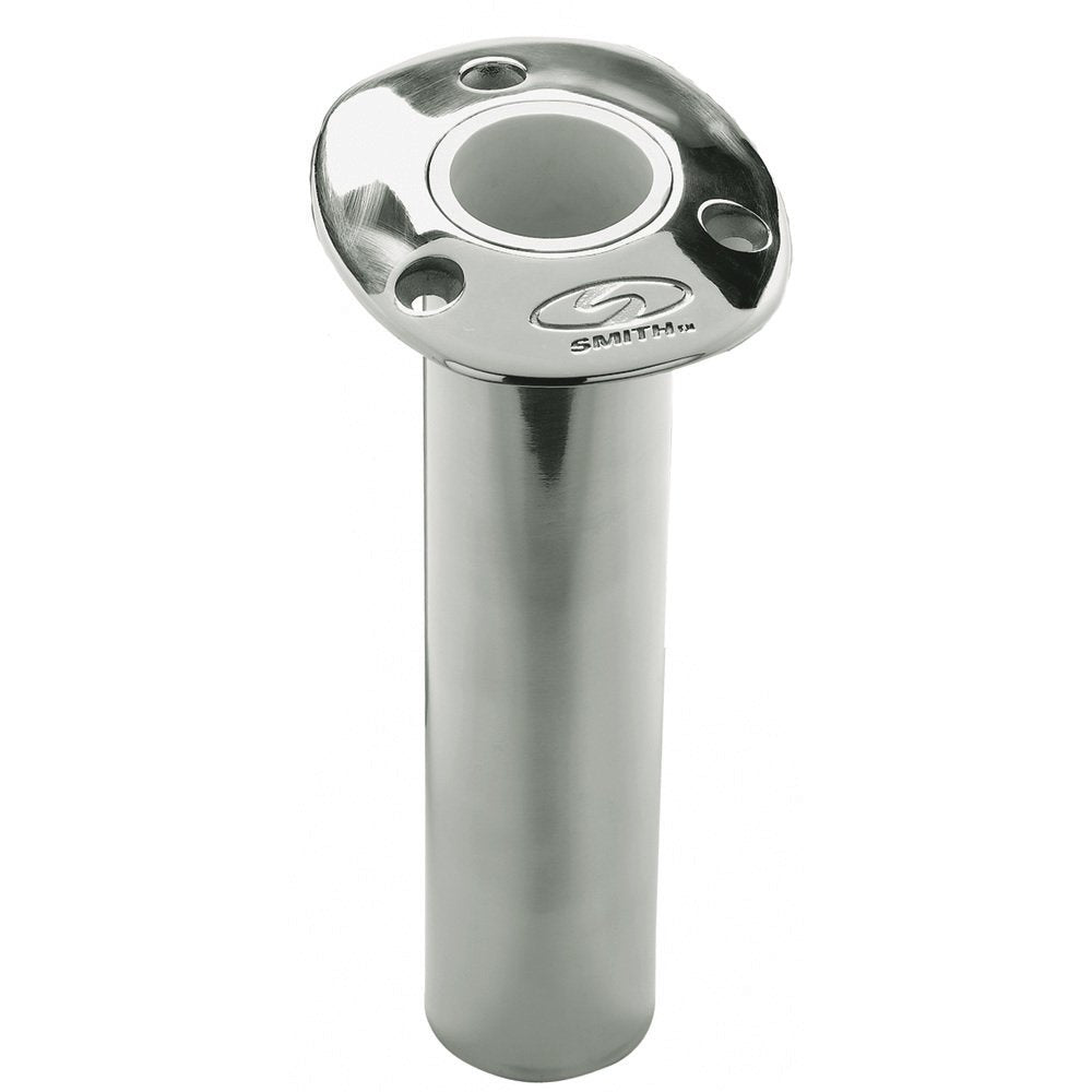 CE Smith flush-mount rod holder 0 degree, sturdy stainless steel for offshore fishing.