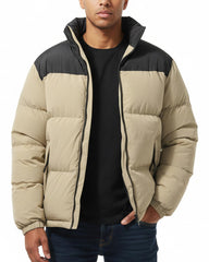Ceauros men's puffer jacket color block design adds trendy warmth for city wear