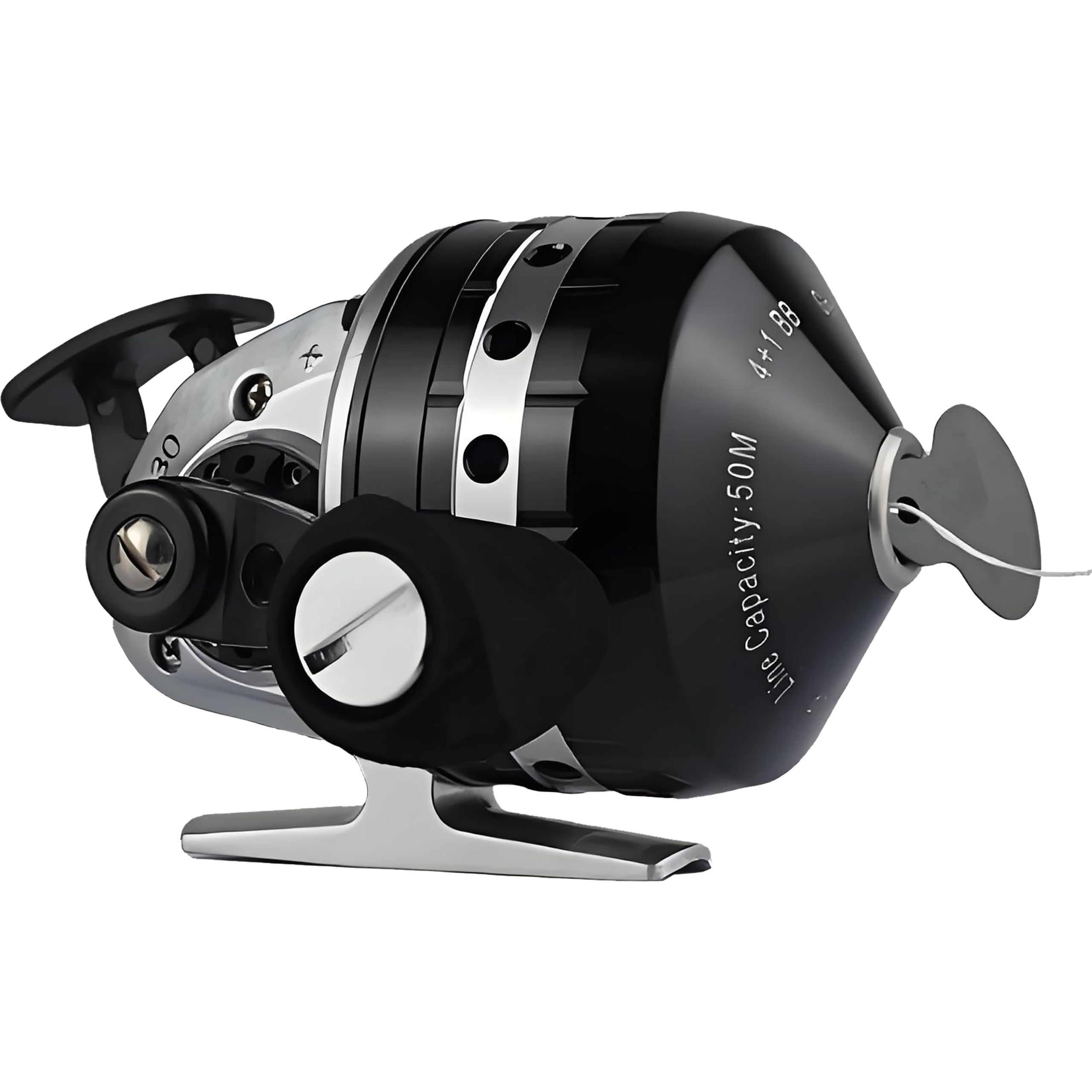 CENWTY BL30 spincast reel body closeup shows durable all-metal construction for bowfishing.