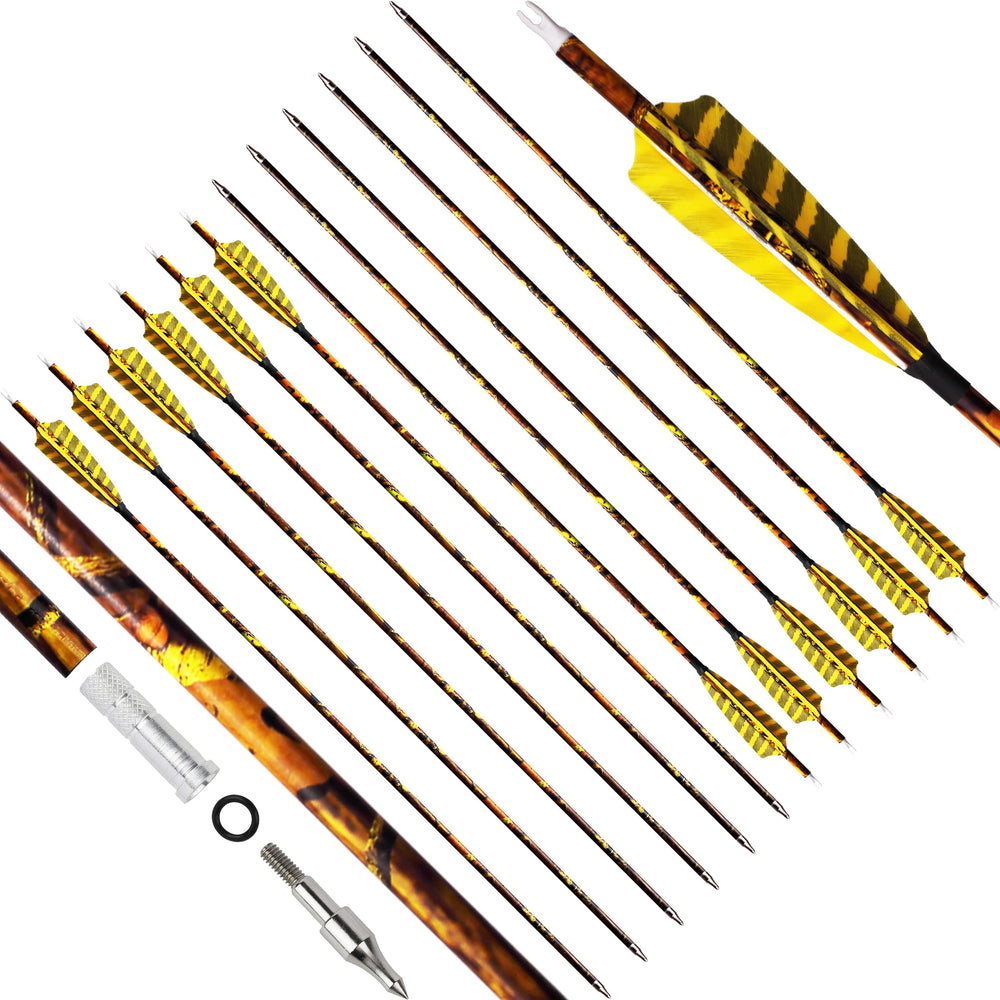 CENWTY 30inch camo carbon arrow shaft improves precision for hunting practice.