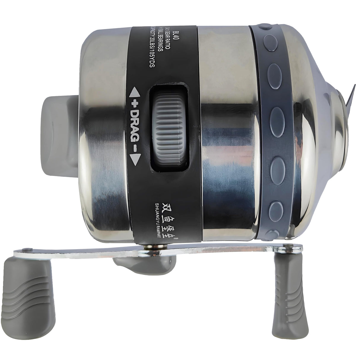 CENWTY BL40 spincast reel left-hand view enables versatile casting