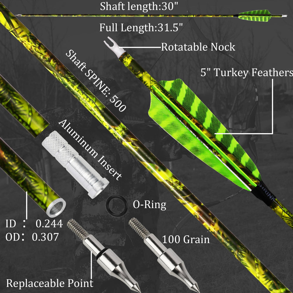 CENWTY turkey feather fletching (4-inch) enhances arrow stability in flight.
