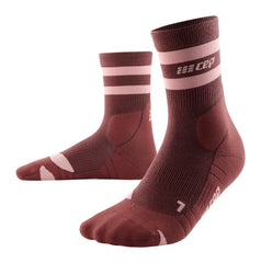 CEP 80's Hiking Mid Cut Compression Sock brown rose colorway, ideal for blister prevention on long hikes.