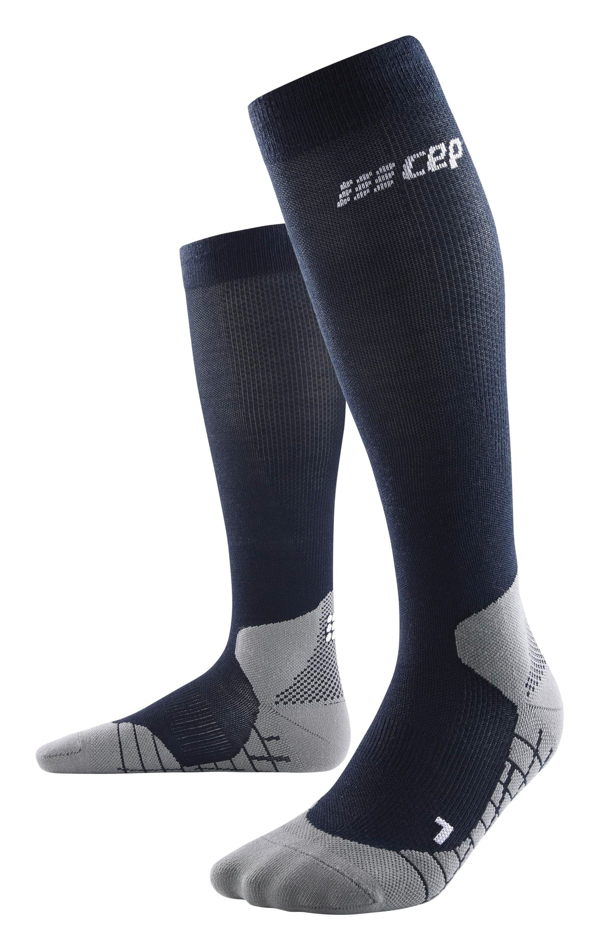 CEP Hiking Light Merino Tall Socks blue on foot for long hike comfort