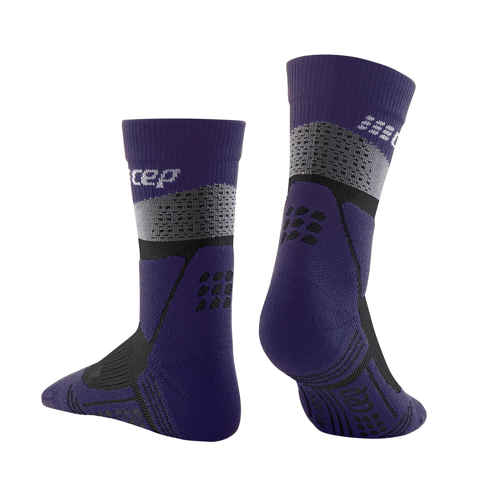 Close-up of cushioning zones shows breathable knit and ankle-friendly mid-cut design from CEP.