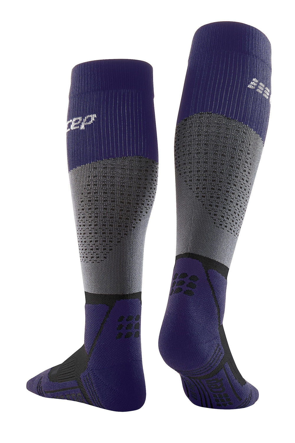 CEP Max Cushion Hiking Tall compression socks gray-purple ankle padding close-up