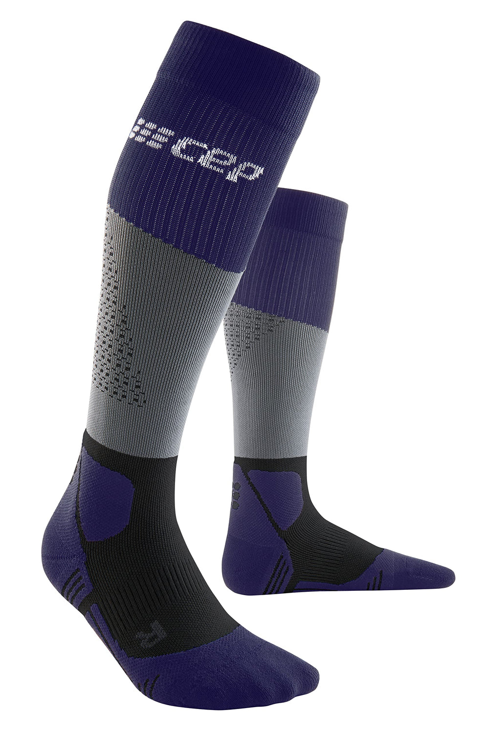 CEP Max Cushion Hiking Tall compression socks gray-purple front view showing supportive fit
