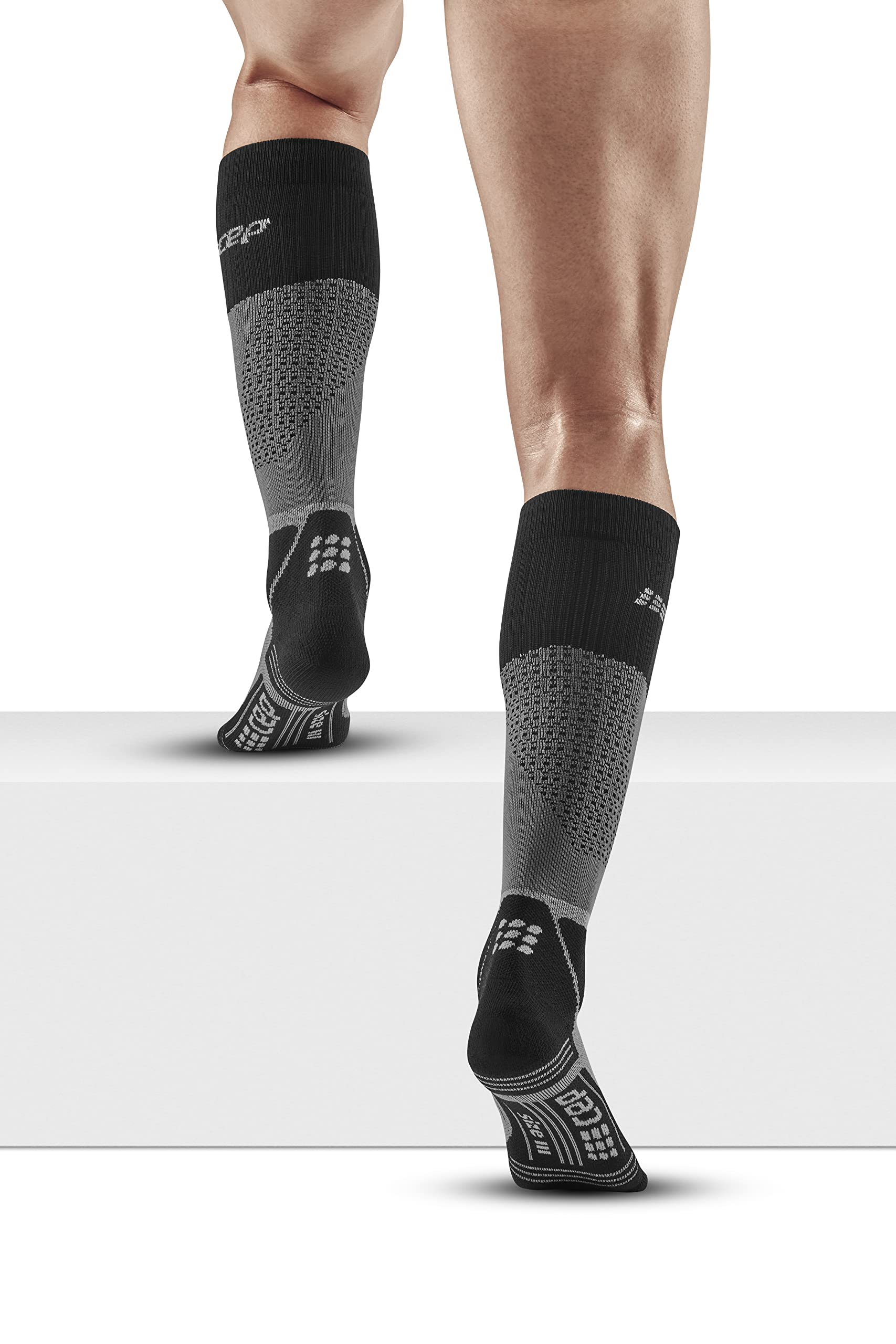 CEP Max Cushion Hiking Socks Grey/Black, close-up of cushion and knit pattern