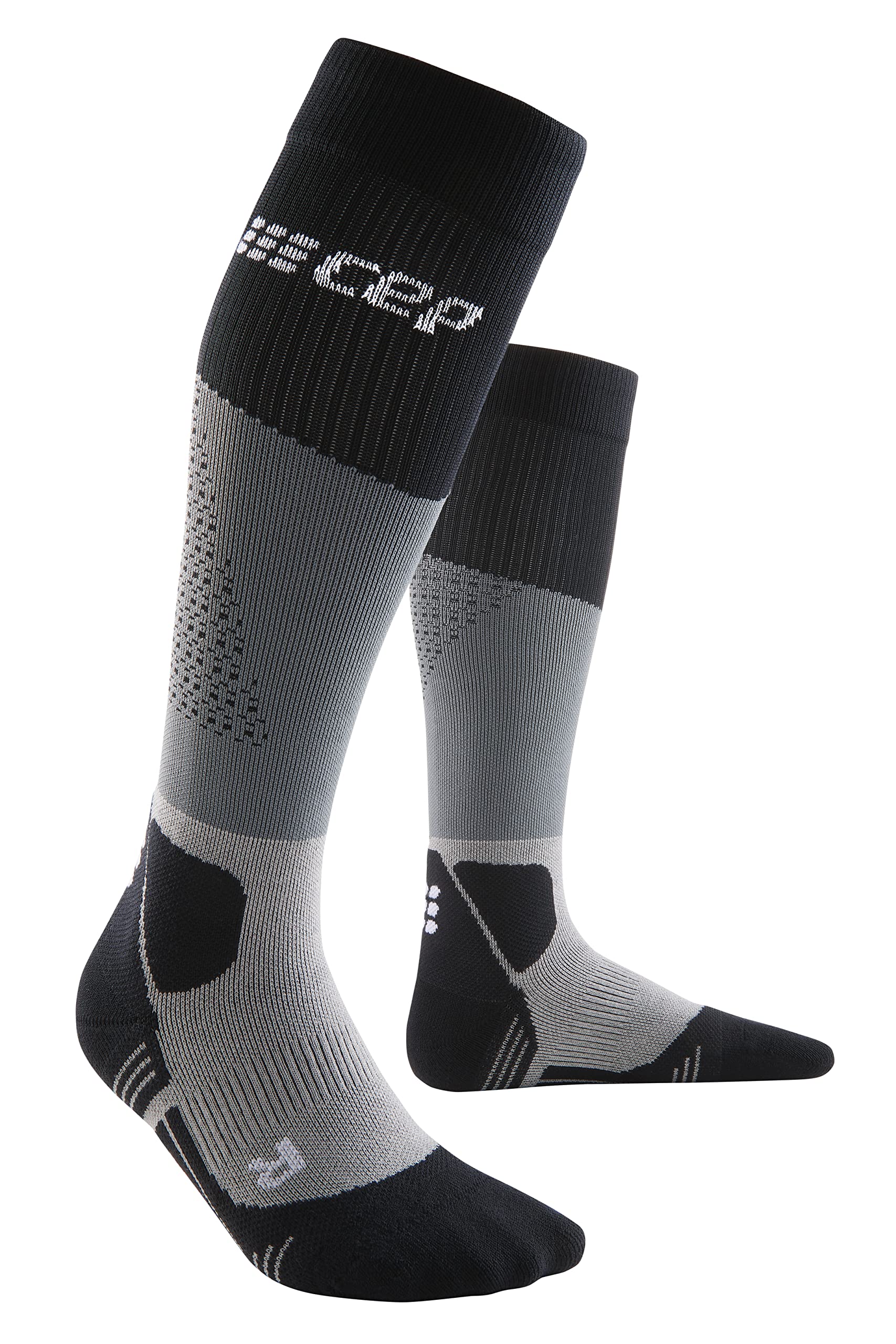 CEP Max Cushion Hiking Socks Grey/Black, front view highlighting plush cushioning