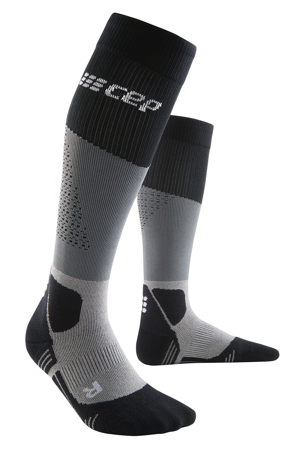 CEP Max Cushion Hiking Socks Grey/Black, front view highlighting plush cushioning