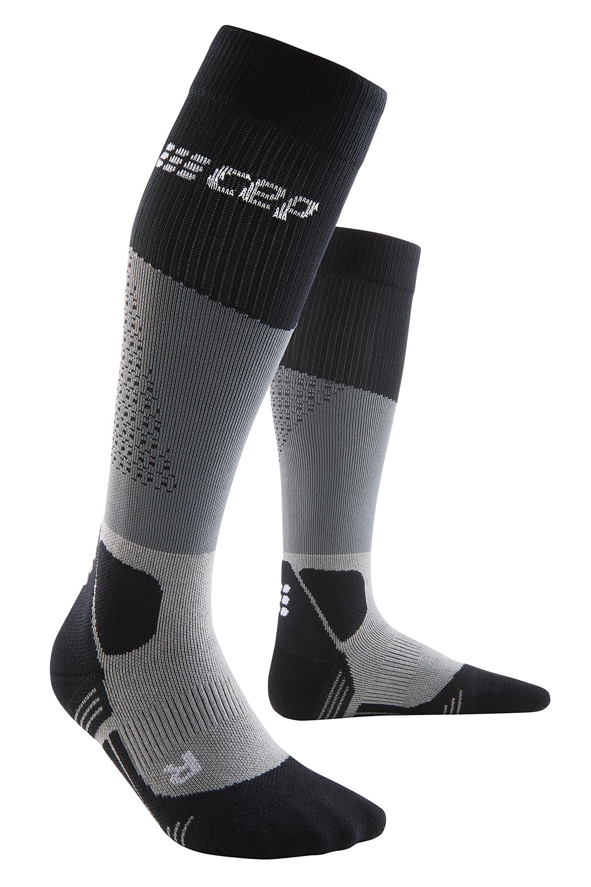 CEP Max Cushion Hiking Socks Grey/Black, front view highlighting plush cushioning