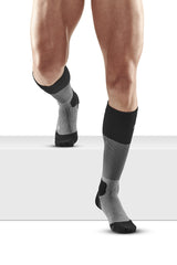 CEP Max Cushion Hiking Socks Grey/Black, side view shows knee-high support