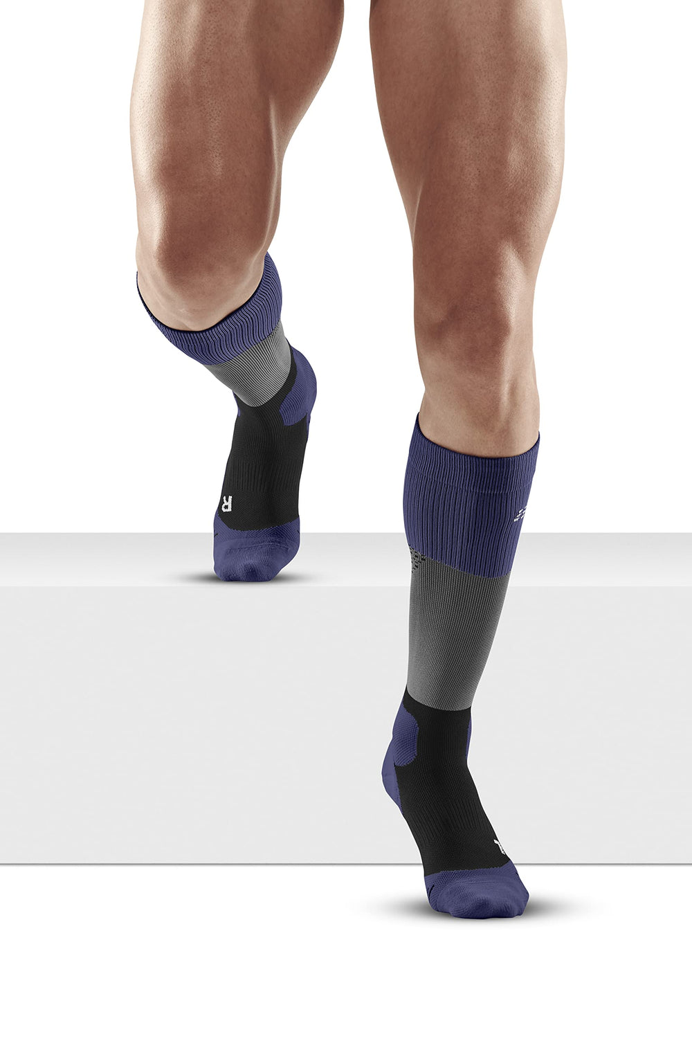 Close-up knit detail of CEP Max Cushion hiking tall sock highlighting cushioning and durability.