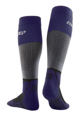 CEP Merino Wool hiking tall sock green/grey cuff close-up for snug fit.