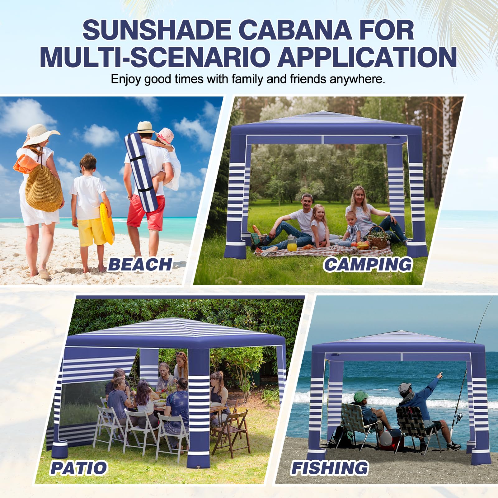 cepkquis Beach Tent heavy-duty frame provides stable shelter against winds.