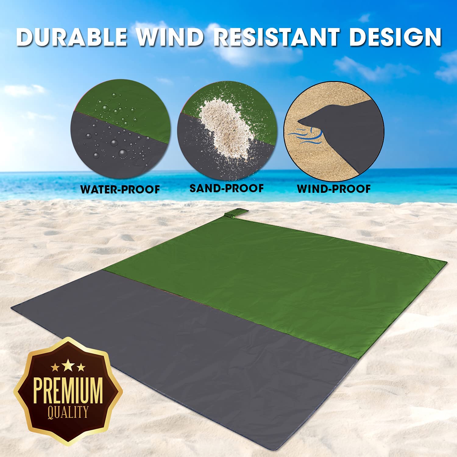 CEREM Beach Blanket XL sand-proof fabric, easy to shake clean after a beach day