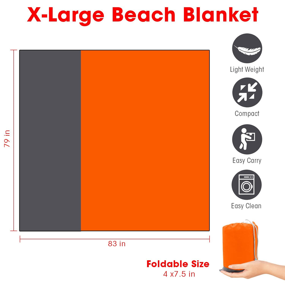 CEREM Beach Blanket XL setup on sand orange for a comfortable picnic.