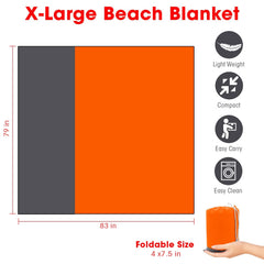 CEREM Beach Blanket XL setup on sand orange for a comfortable picnic.