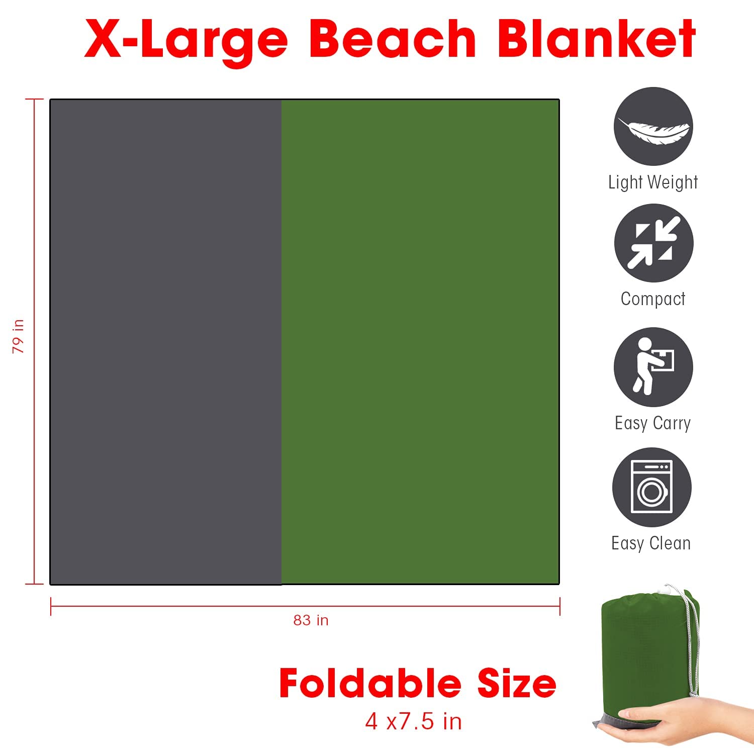 CEREM Beach Blanket XL waterproof fabric resists moisture and keeps sand at bay