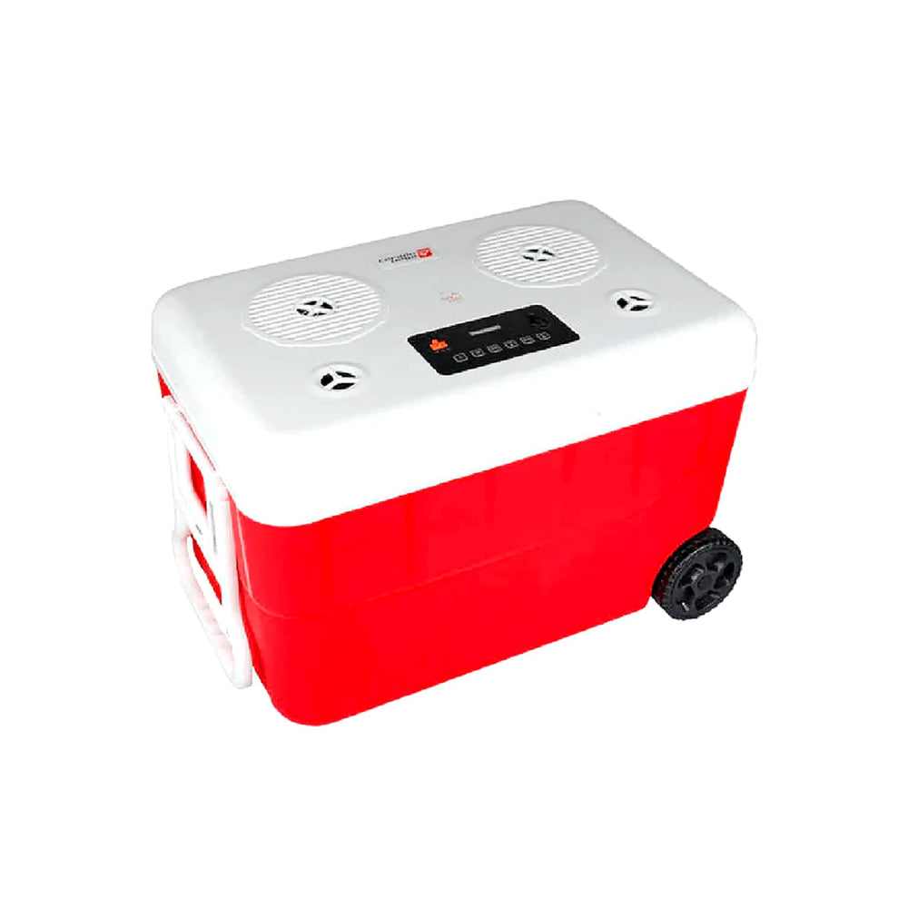 Cerwin Vega 55QT blue cooler with Bluetooth/USB streaming for flexible music playback.