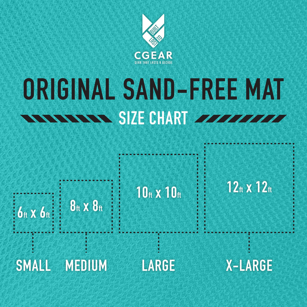CGEAR The Original sand-free mat highlights water-resistant fabric for damp ground.