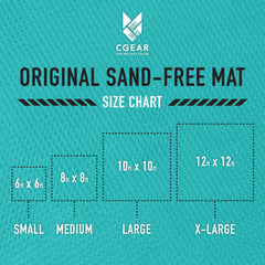 CGEAR The Original sand-free mat highlights water-resistant fabric for damp ground.