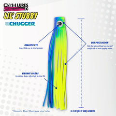 C&H Lures Lil Stubby Chugger with ballyhoo for enhanced strikes.