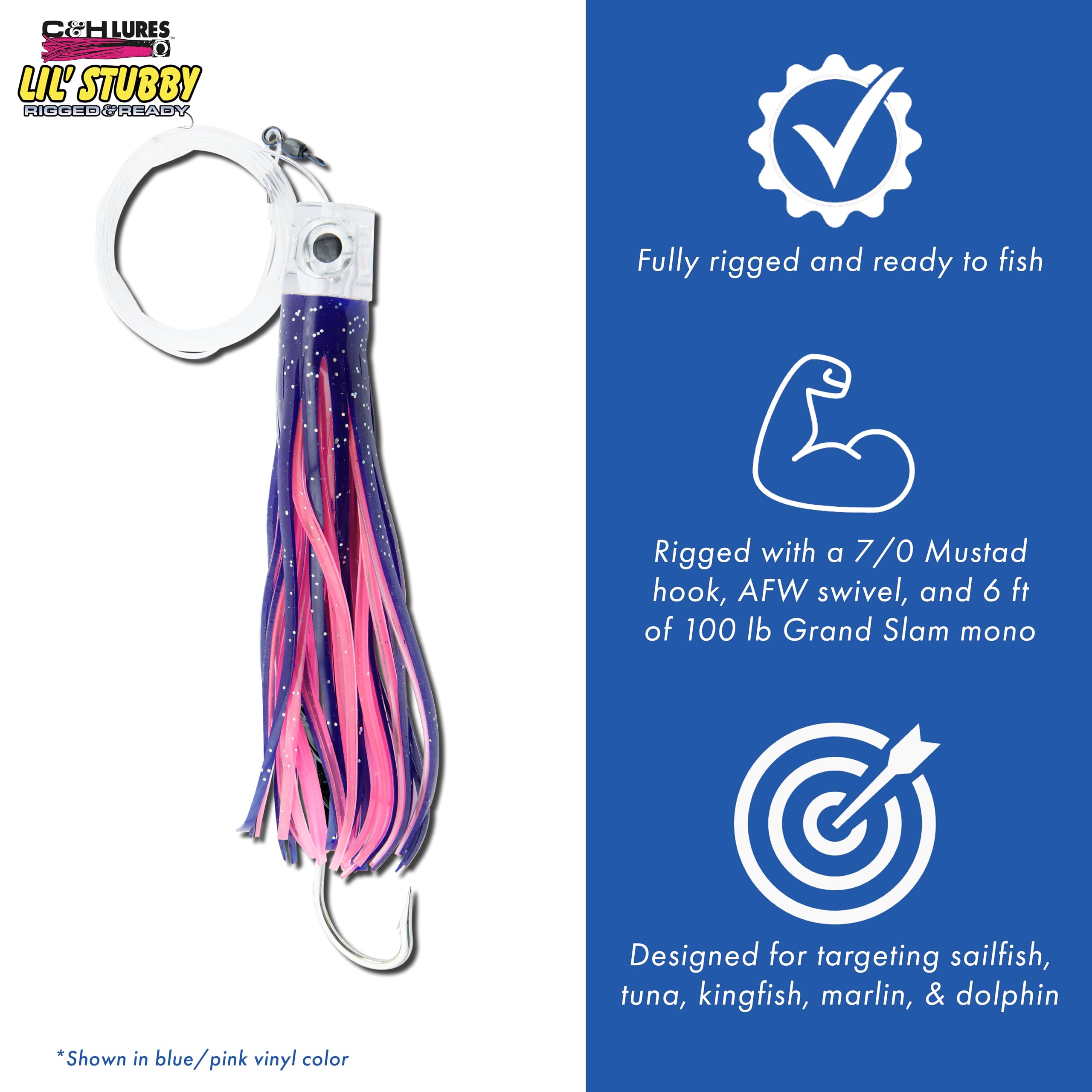 C&H Lures Lil Stubby Rig AFW swivel minimizes line twists during trolling